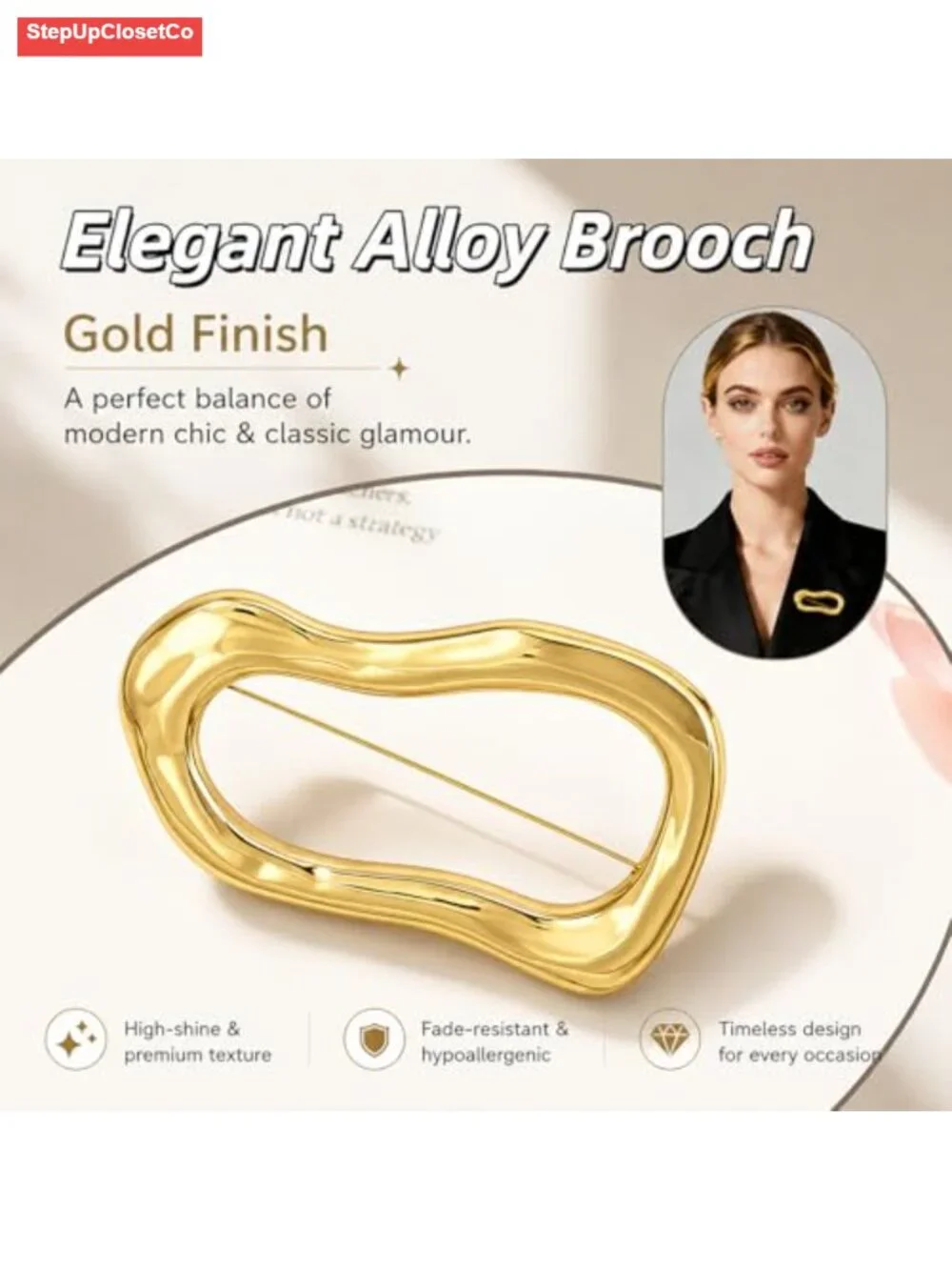Chunky Spiral Brooch for Women Statement Pin